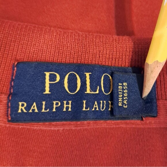 Polo Ralph Lauren Blue Label Retro 100% Cotton Long Sleeve Polo Shirt Red Mens L - Picture 6 of 8